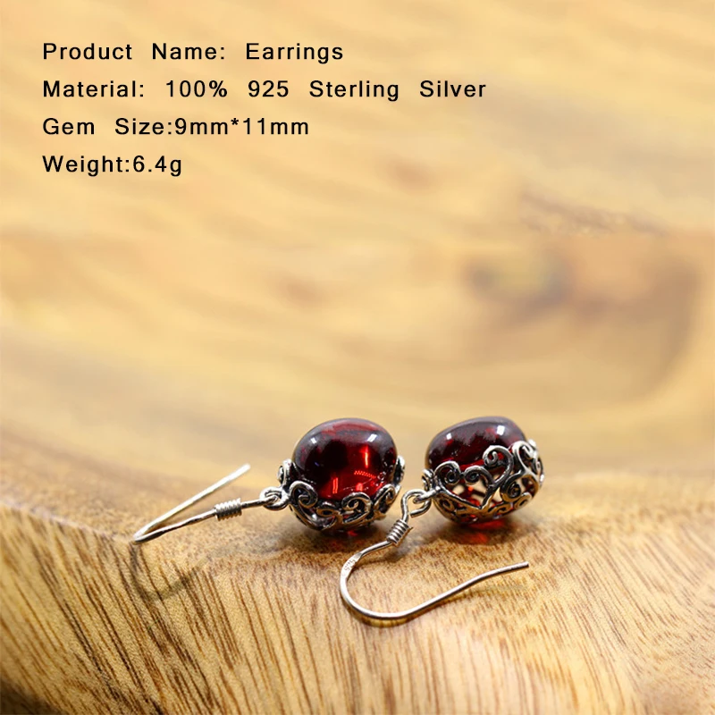Женские серьги подвески из серебра 100% пробы с красным нефритом|drop earrings|earrings