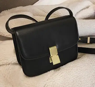 Small black Роскошная брендовая сумка Новая модная простая квадратная сумка Качественная из искусственной кожи женская дизайнерская сумка сумки-мессенджеры через плечо с замком - Цвет: Small black