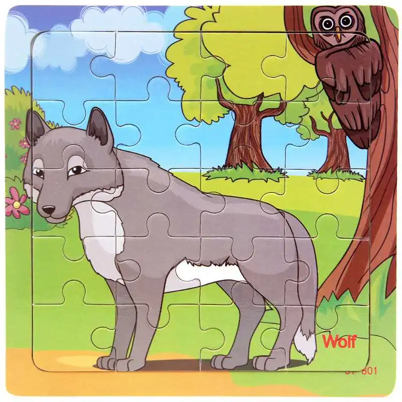Dark Gray Деревянные головоломки детские игрушки детские деревянные пазлы мультфильм динозавр животное Ранние развивающие игрушки для детей 9/20 Маленький кусок - Color: Dark Gray