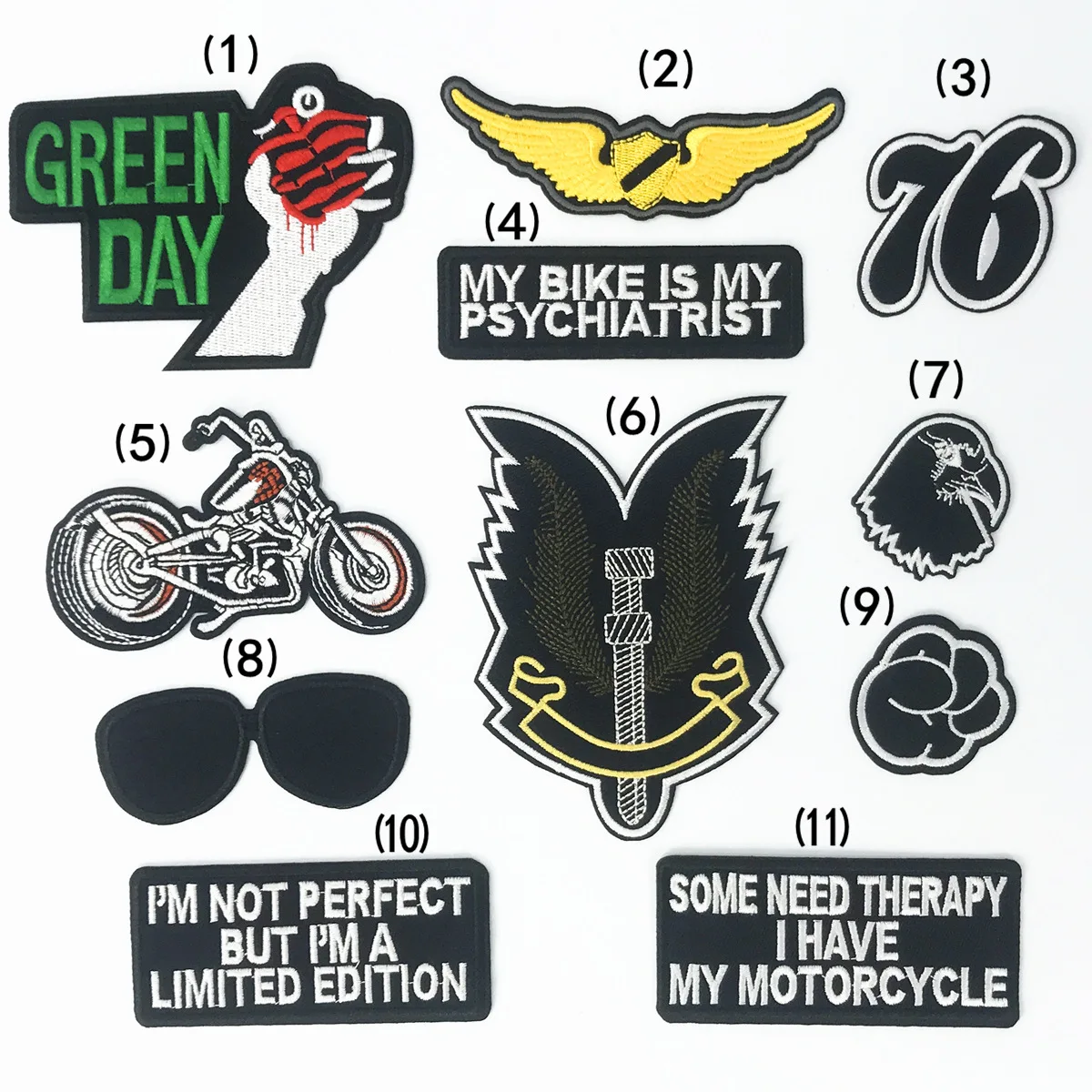 Черные значки крутая вышитая железная нашивка Рок Панк аппликации Байкер