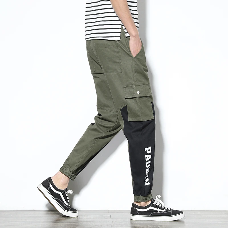 Fashion New Beam Pants Men's Ankle Length 100% Cotton Casual High Quality Large Size Elastic Waist Tooling Trousers | Мужская одежда