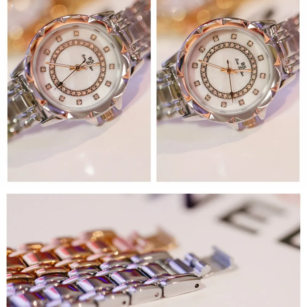 Montres femme BS повседневные женские часы со стразами 2017 брендовые Роскошные Кварцевые