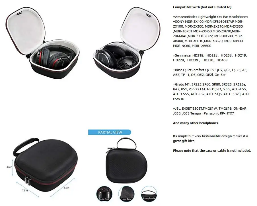 LTGEM чехол для наушников совместимый для Sennheiser HD 4,40, HD 598, HD579, HD558, HD202 II, HD201, HD419, HD229, HD202, HD518, HD555 наушников
