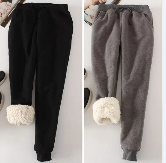 2018 winter new loose women's solid color casual sports trousers thick warmth drawstring stretch pants | Женская одежда