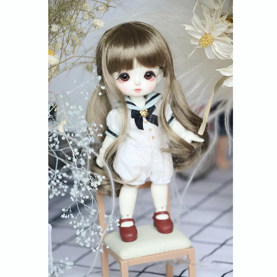Bybrana 1/3 1/4 1/6 1/8 bjd парик имитация мохер двойной хвост длинные волос, волнистые, волосы для кукол - Цвет: 5