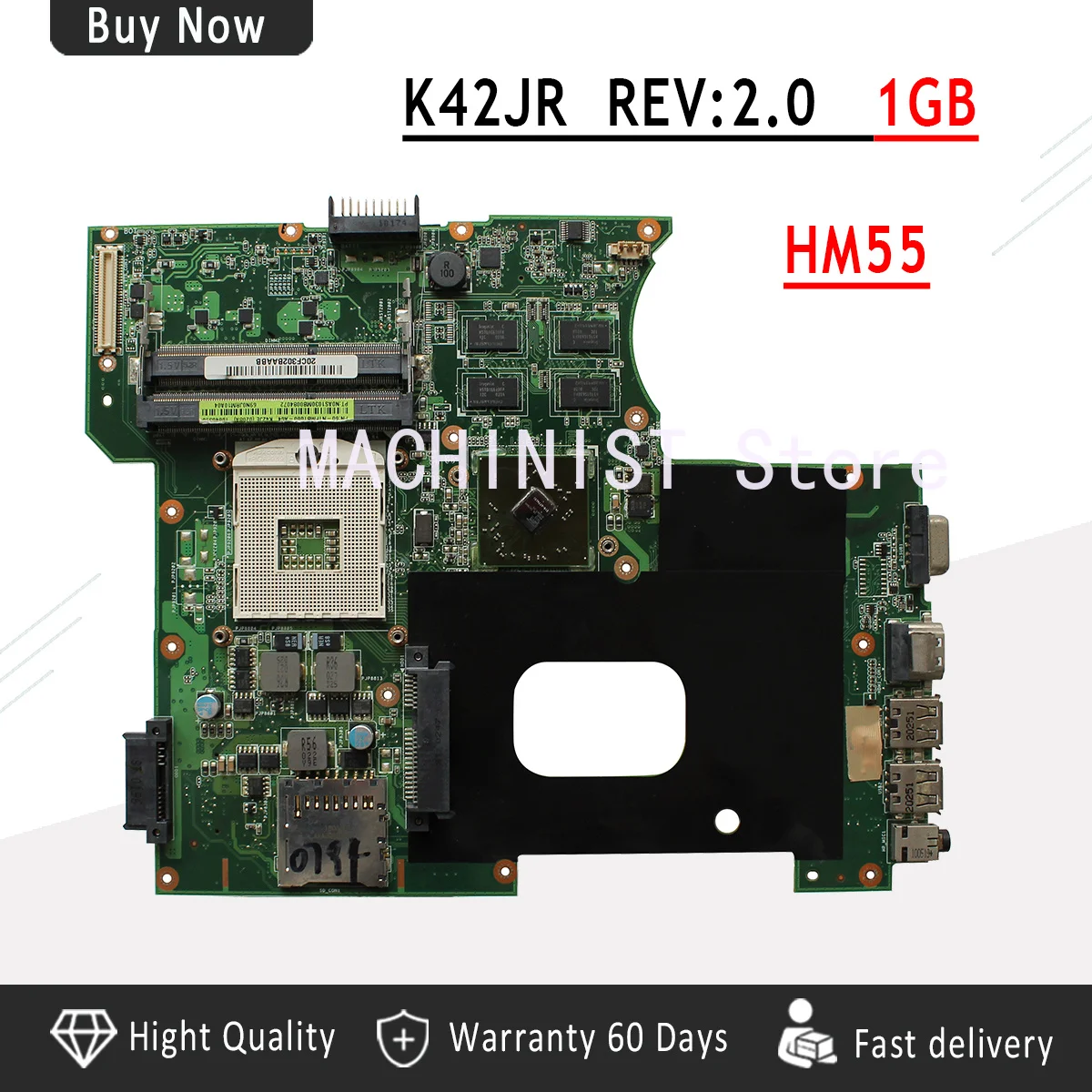 K42JR материнская плата для ноутбука REV 2 0 ASUS A42J K42J P42J X42J K42JE K42JB K42JZ K42JY HM55 100%