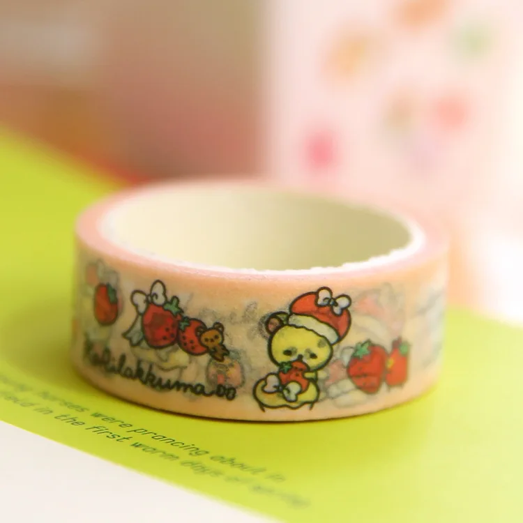 12 шт./Партия DIY бумажная клейкая лента из рисовой бумаги Rilakkuma угловая тварь декоративная клейкая лента, наклейки/школьные принадлежности 15 мм x 5 м