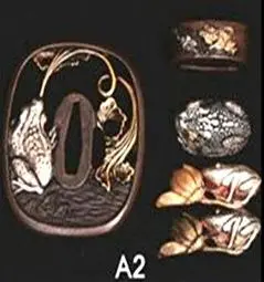A 2 Горячая 27 стиль латунная защита TSUBA для японского самурайский меч катана аксессуар W/CRANE тема-TSUBA+ FUCHI+ KASHIRA+ MENUKI - Цвет: A 2