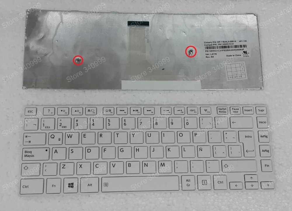 

New laptop keyboard For Toshiba Satellite L40D-A L40-A-021 L40-A-022 PK130WG1C31 white LA Spanish Latin Teclado