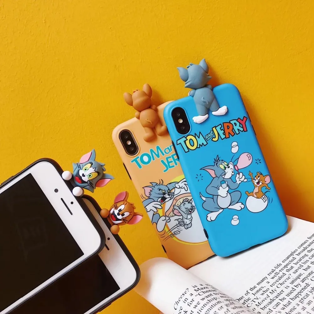 Latest American Animation 3D Tom Jerry High Quality Silicone Soft Couple cover case for iphone 6 7 7plus 8 8plus X phone cases