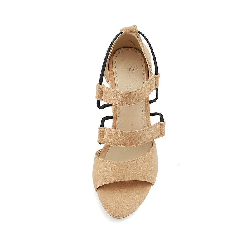 VINLLE 2020 Summer Shoes Women Flock Square High Heel Pointed Toe Elastic band Platform Ladies Wedding Pumps Size 34-43 | Обувь