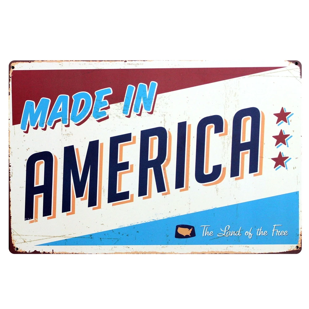 [ Mike86 ] Make in America The Land of Free Retro Metal Plaque Room Decor Vintage Wall art Craft 20*30 CM Mix Items B-327 | Дом и сад