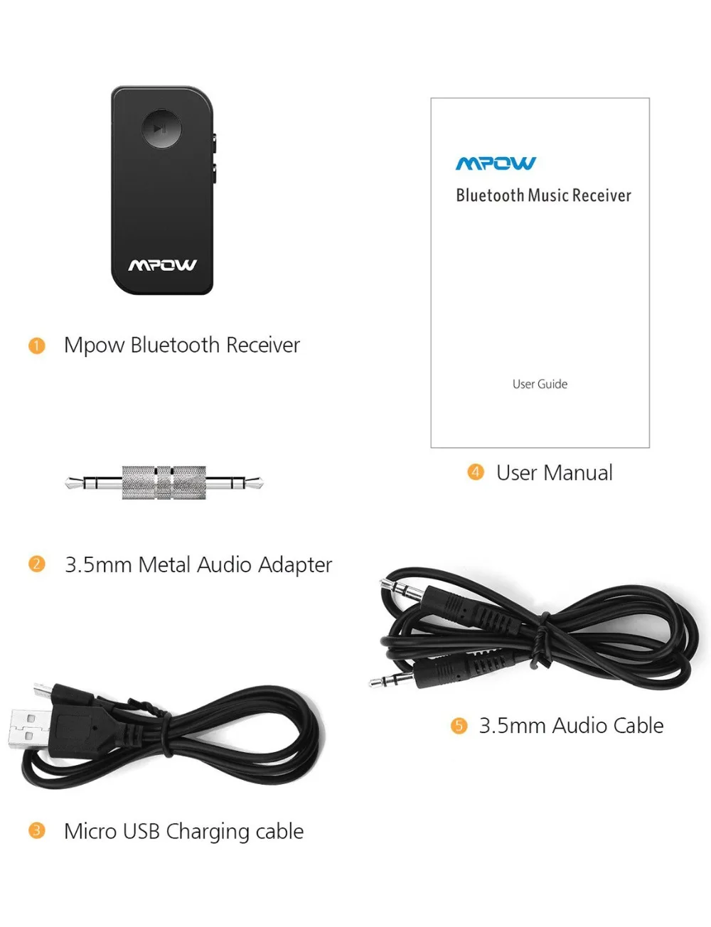 Mpow Модернизированный Bluetooth беспроводной 5,0 приемник аудио адаптер Bluetooth автомобильный комплект для музыки Hands-free вызов автомобильная стереосистема