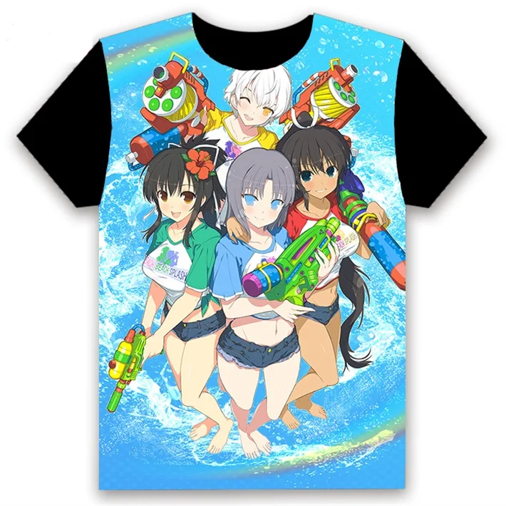 2 Модная футболка аниме Senran Kagura Shinovi Versus Kayano Ai, косплей, короткий рукав, унисекс, повседневная черная футболка, летняя забавная футболка - Цвет: 2