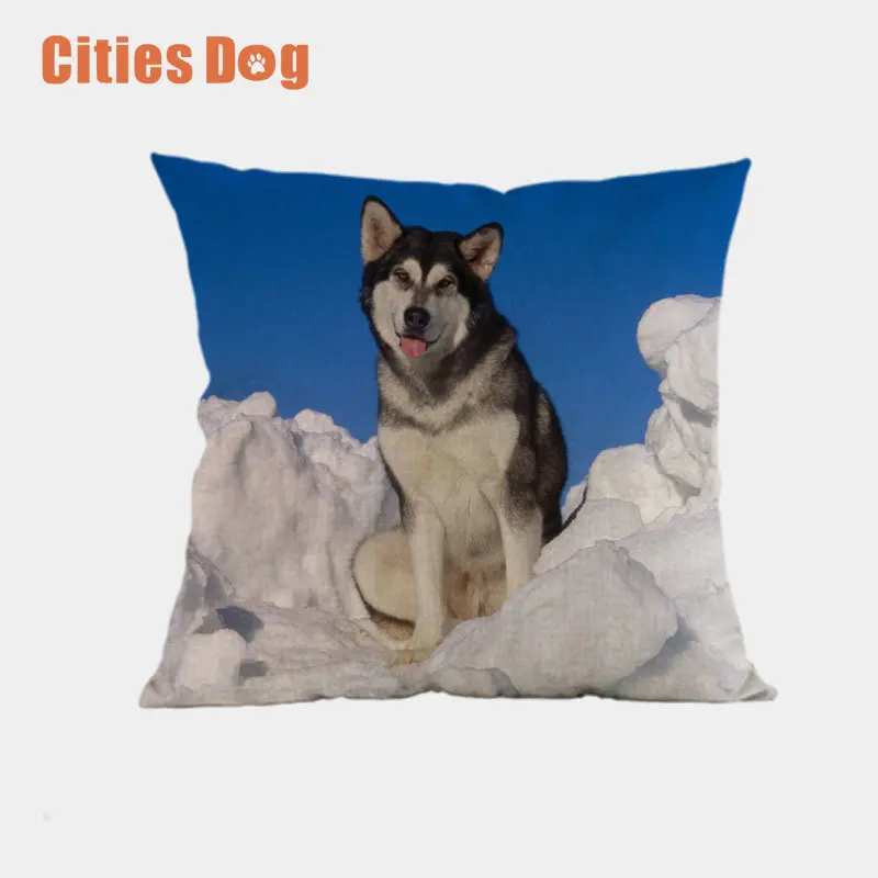 Декоративная подушка Alaskan Malamute подушки животные Собаки cojines decoracion para el hogar льняная 45x45 см подушка для автомобиля - Цвет: T