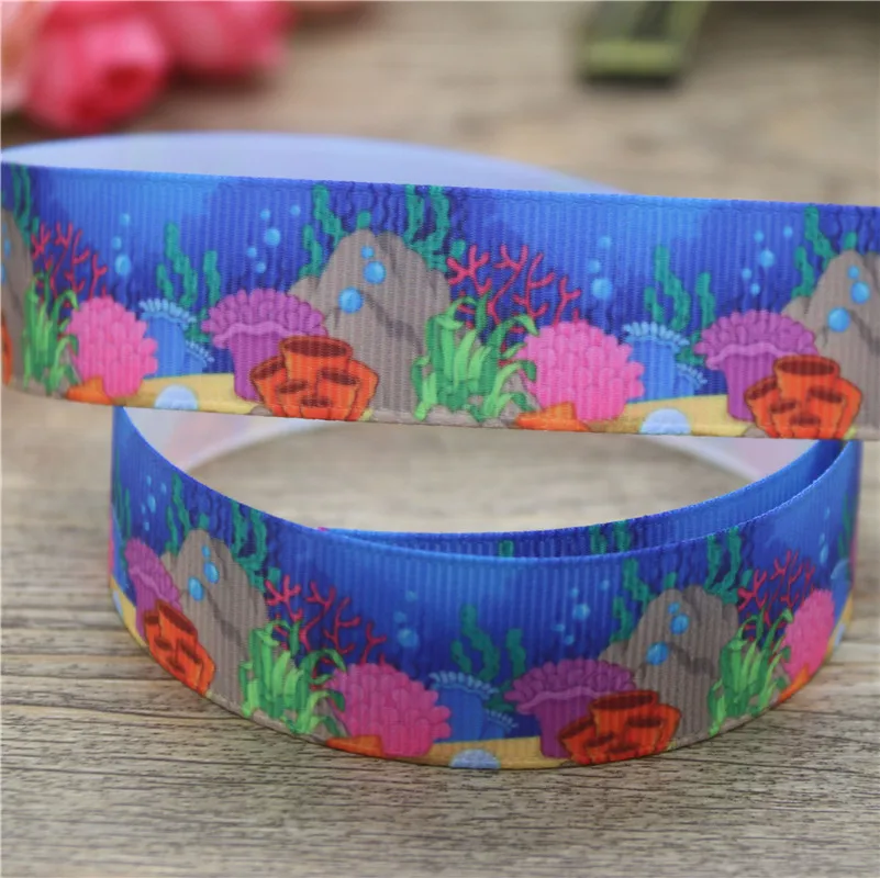 DUWES 50 ярдов Морская раковина для рыбы Печатный grosgrain ленточный аксессуар бант