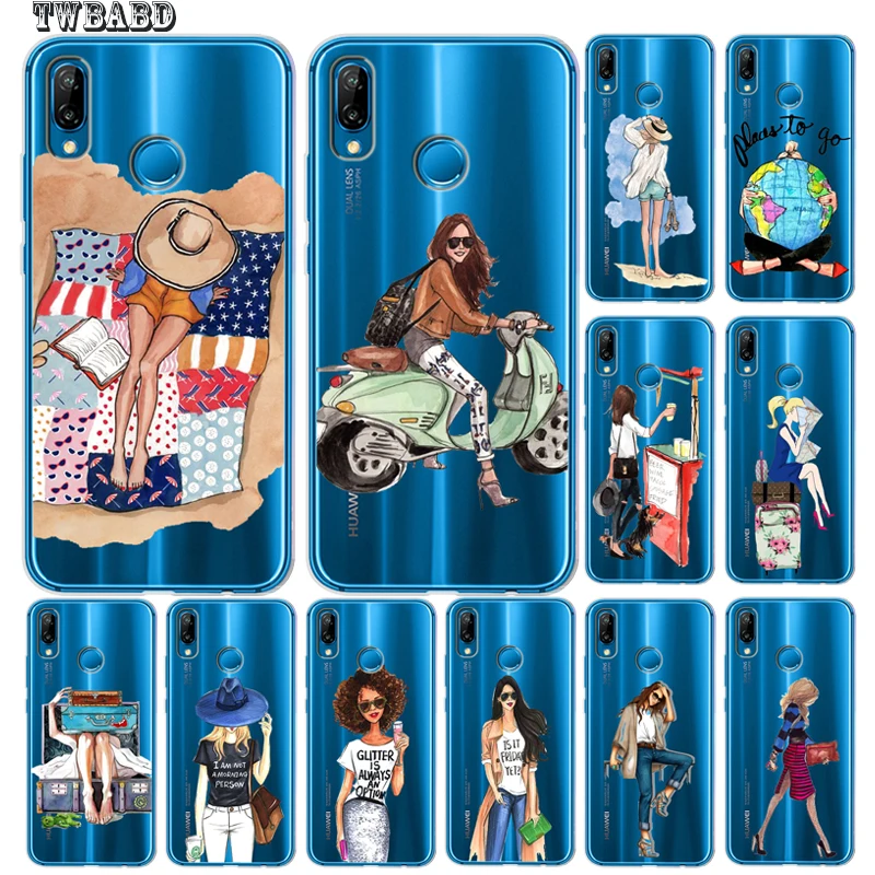 Модный мягкий силиконовый чехол для девушек телефона Huawei P20 Lite Pro P30 P8Lite P9Lite 2017 P Smart