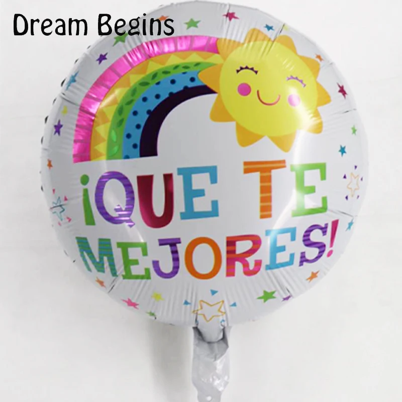 DB 2Pcs lot English get well soon best wishes health discharge party decoration 18inch round foil blessing spanish balloons | Дом и сад