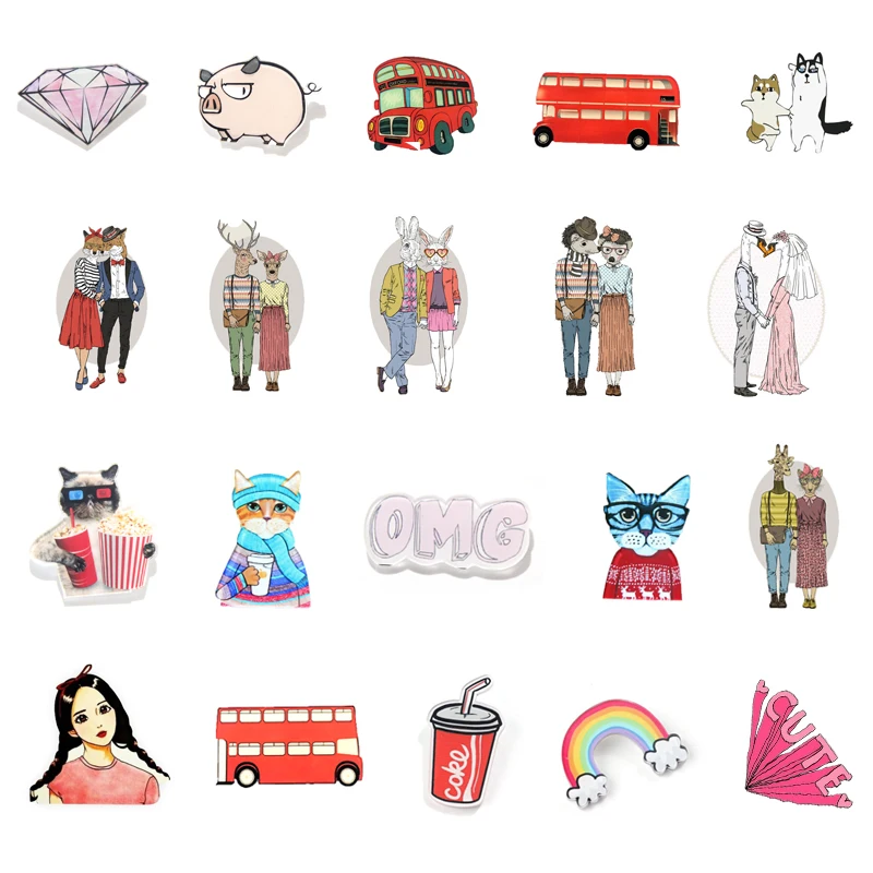 1 шт. акриловые нашивки на рюкзаке с изображением мультяшных животных Значки для