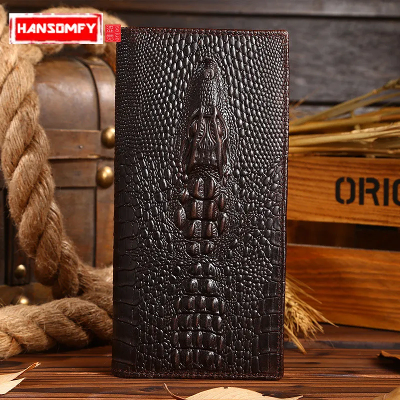 Мужской Длинный кошелек в стиле ретро из вощеной кожи повседневный винтажный