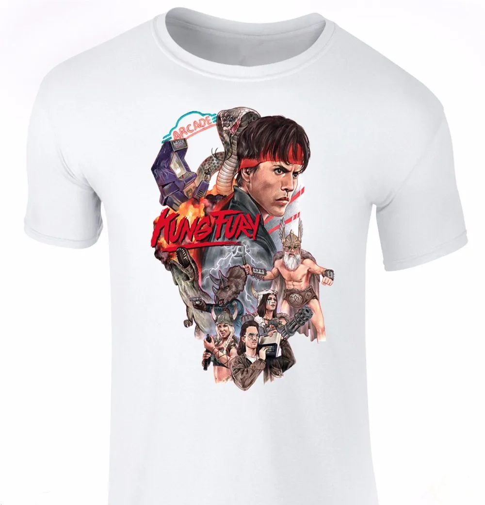 Новая забавная Мужская футболка Кунг Фьюри в ретро стиле новинка крутая черная