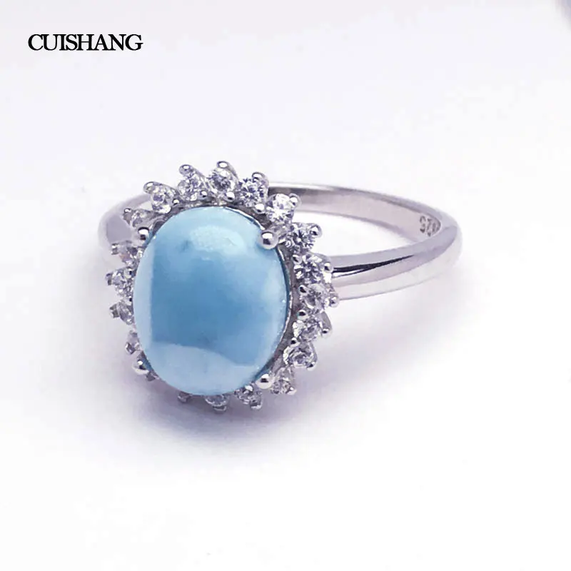 Женское кольцо из серебра 925 пробы с синим ларимаром | Украшения и аксессуары