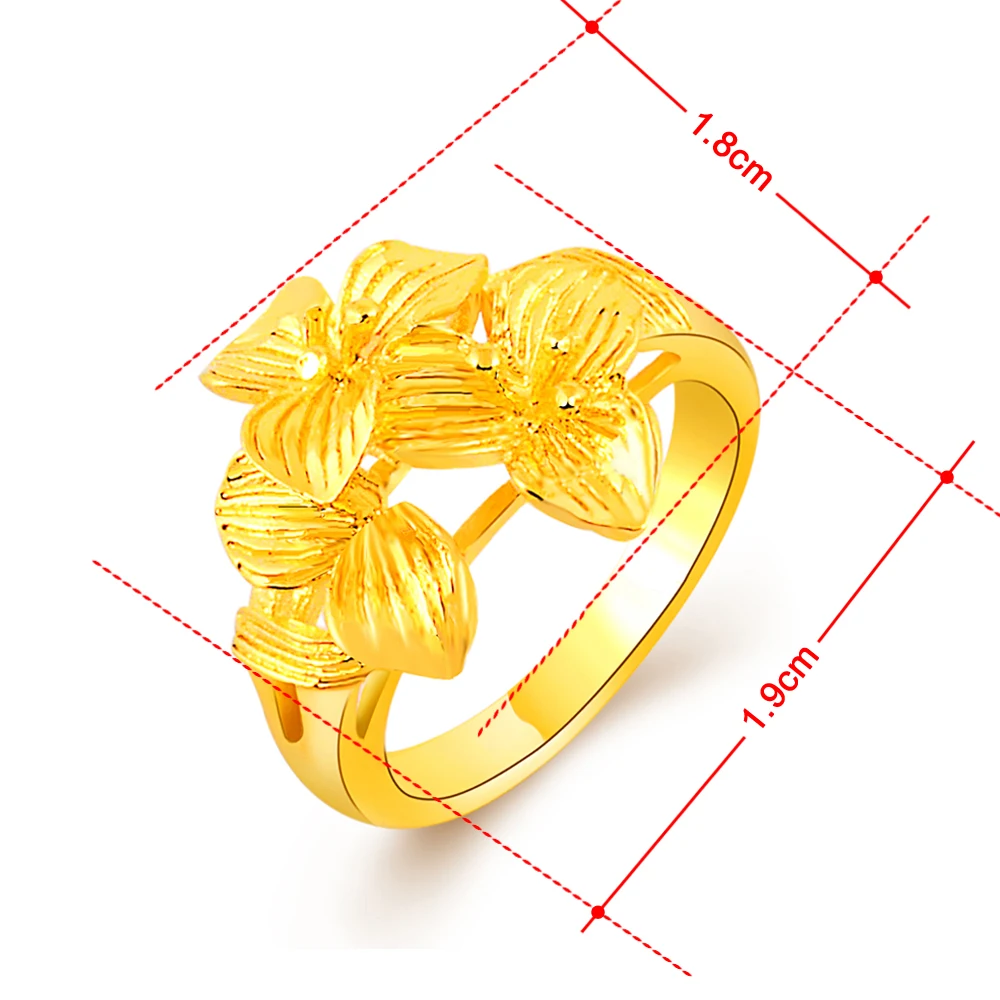 Hot sale! 24K GP gold Color wedding ring Big flower women for party size 6 7 8 9 anel diy | Украшения и аксессуары