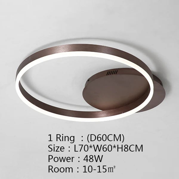 1 Ring D60cm Новое поступление, креативные кольца, современные светодиодные потолочные лампы для гостиной, спальни, комнаты, светодиодные лампы lamparas de techo, потолочные светильники - Цвет корпуса: 1 Ring D60cm