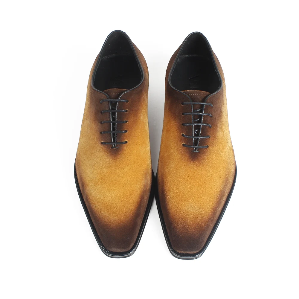 Мужские замшевые туфли оксфорды VIKEDUO коричневые Формальные из натуральной кожи с