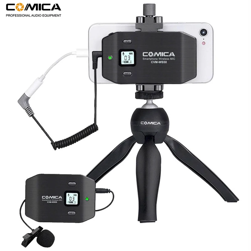 Comica CVM WS50C 6 каналов смартфон беспроводной петличный микрофон Lavalier системы для iPhone