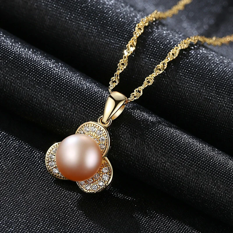 

Creative Flower Simulated Pearl 925 Sterling Silver Necklaces & Pendants Cubic Zirconia Cute Necklaces for Women
