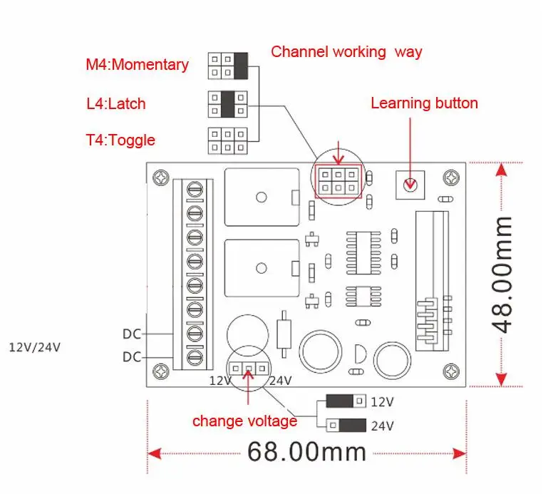 433 M 12 V DC12V DC 24 V 10A 2CH RF Беспроводной дистанционного Управление переключатель Системы передатчик контроль за дверью гаража оконная лампа свет двигатель