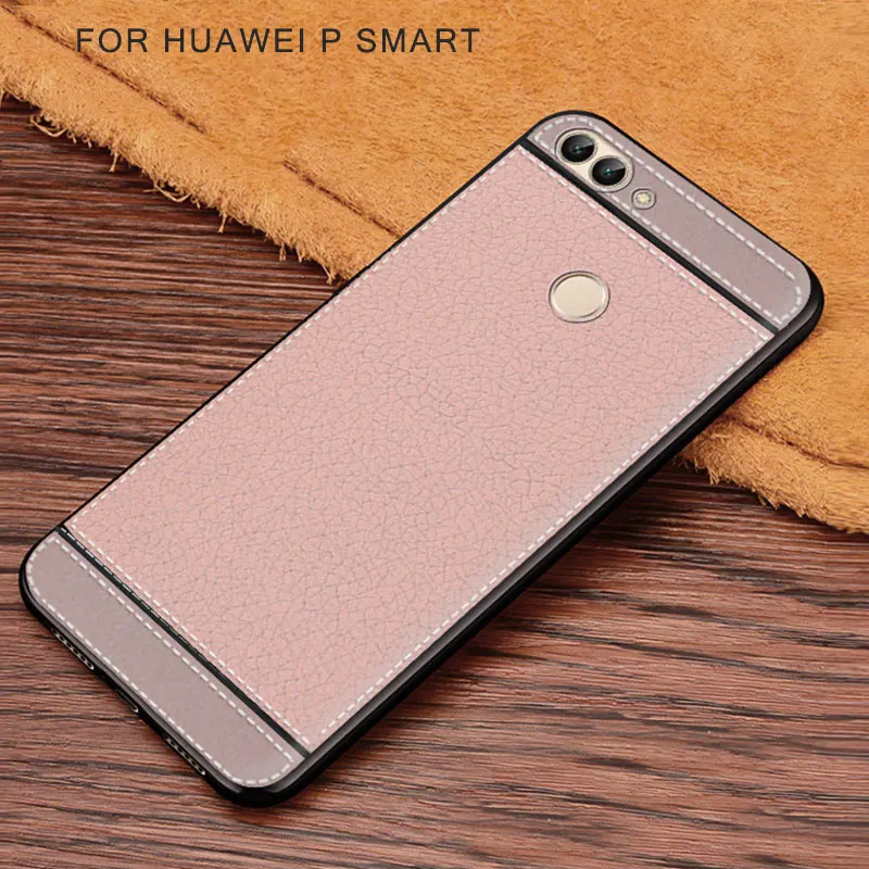 личи зерна узор кожаное силиконовый чехол на Huawei P smart чехлы классический личи