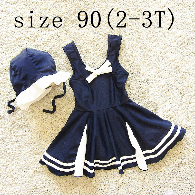 navy 90 Dollplus/ детский купальник детская одежда для плавания для девочек, детское бикини пляжный цельный купальный костюм для маленьких девочек - Цвет: navy 90