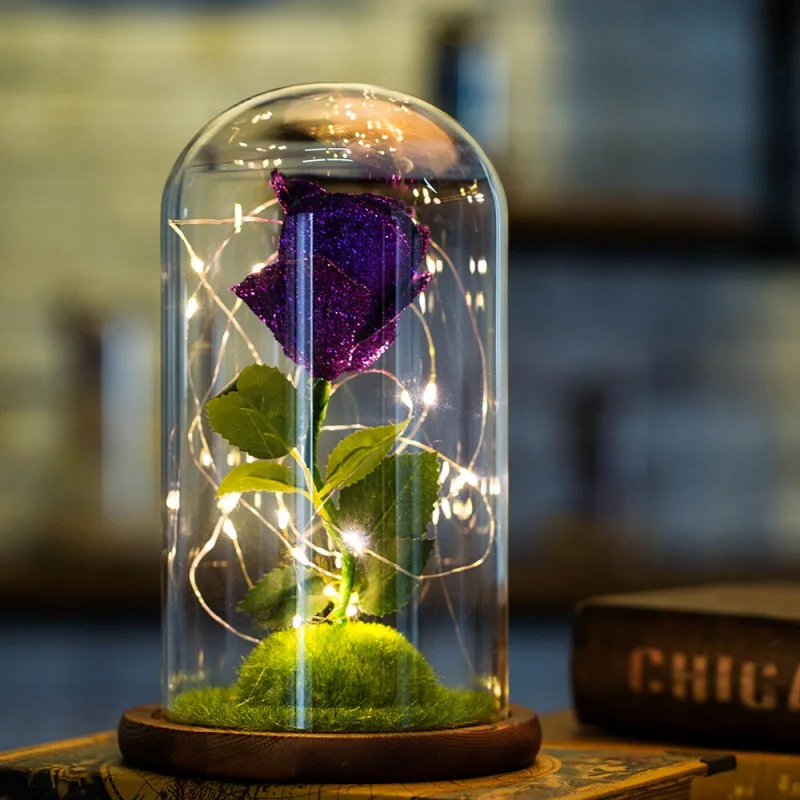 A3 Immortal Rose USB светящиеся романтические подарки на день Святого Валентина стеклянная бутылка искусственная красивая роза цветок Домашний Настольный Декор День святого Валентина - Цвет: A3