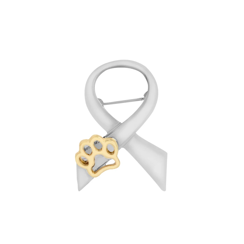 Silver Лапа брошь с золотой Заколкой серебро галстук-бабочка коготь значок Love "анти-животное злоупотребления Стенд" сознание игла металлическая знак на воротнике, подарки для детей - Окраска металла: Silver