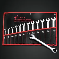 12pc 8 19mm crv ratchet wrench geared set of keys open end combination wrench ratchet set hand tool spanner kit