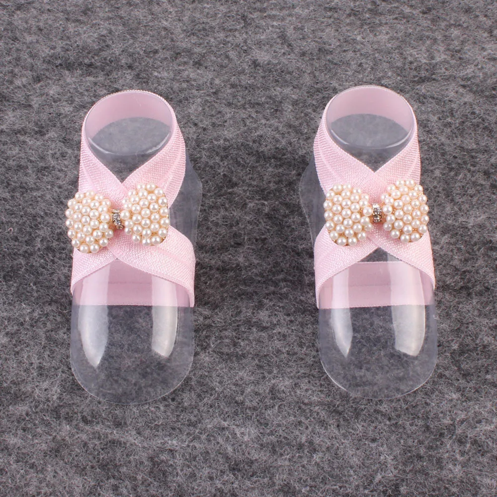 Аксессуары для волос новорожденных эластичный жемчужный браслет ног с бантиком