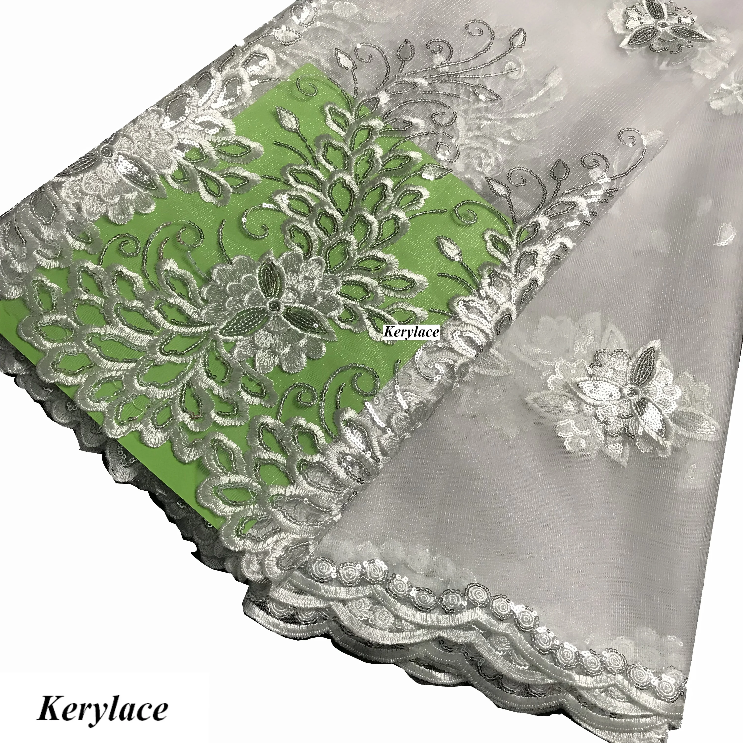 Новое поступление французских кружевных тканей последовательный Серебряный