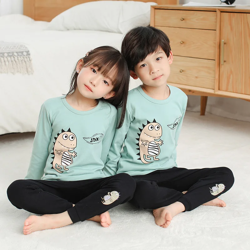 Детская Хлопковая пижама комплект одежды одежда для сна с рисунком мальчиков и