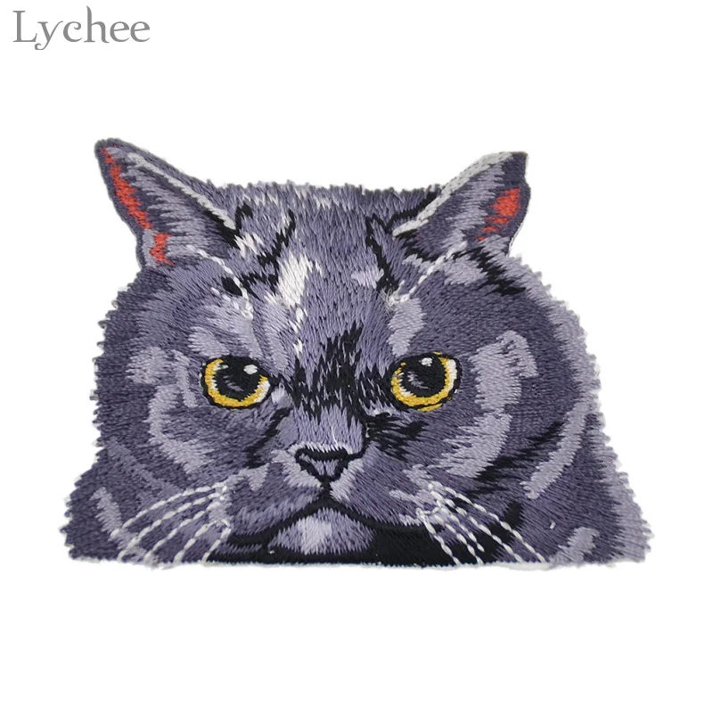 Lychee Life 1 шт. симпатичная вышитая кошка термоклейкая нашивка для одежды сделай сам