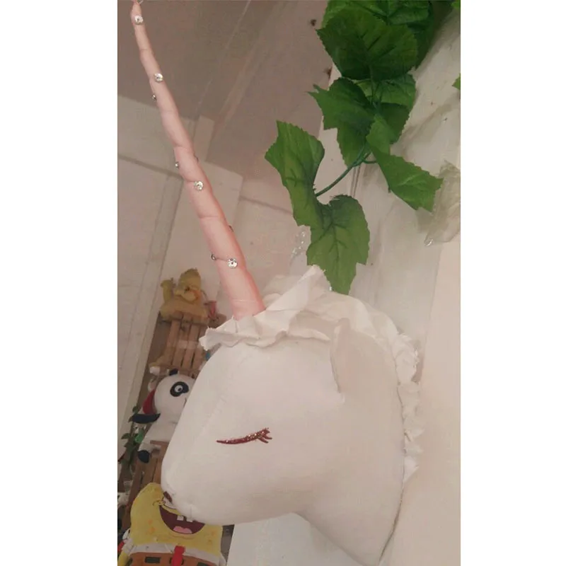 Pink Unicorn Единорог/олень мягкие игрушки 3D Животные головы настенный Декор подвесной детский настенный для детей Детская комната украшения Рождественские подарки - Цвет: Pink Unicorn