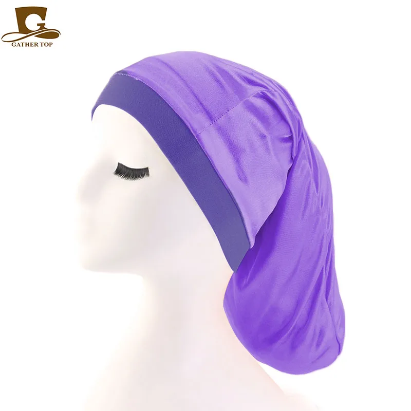 

New Wide Elastic Band Satin Pocket Bonnet Silky Dreadlock Braids Baggy Cap