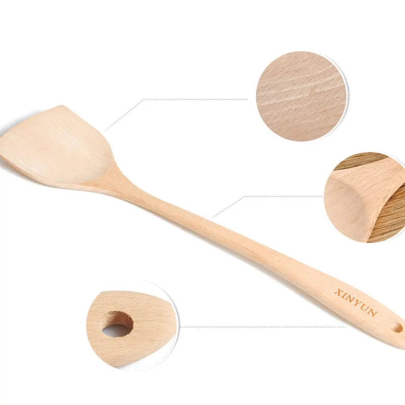 Натуральная японская стильная кухонная деревянная ложка для супа здоровая