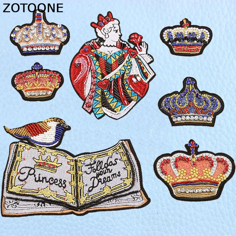 ZOTOONE ромбовидная Королевская корона нашивка на железе ручная работа шитье