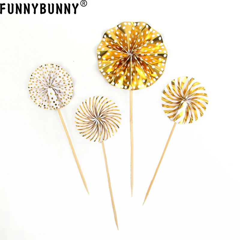 FUNNYBUNNY 4 шт золотой и серебряный порошок синий черный оригами складной вентилятор