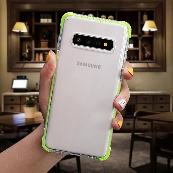 Green SUYACS противоударный Прозрачный чехол для телефона для samsung Galaxy S10Plus S10e S10 для iPhone XR XS Max XS Мягкий ТПУ чехол для задней панели телефона - Цвет: Green