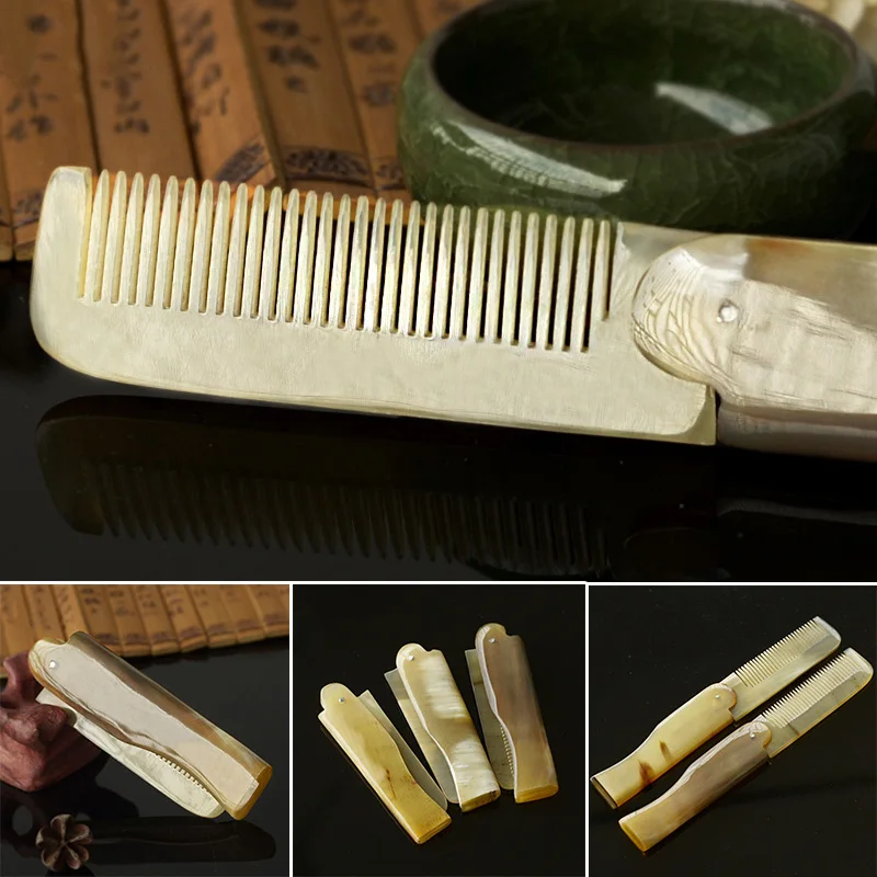 1 шт. Полезная ручная резная Антистатическая расчески из бычьего рога для