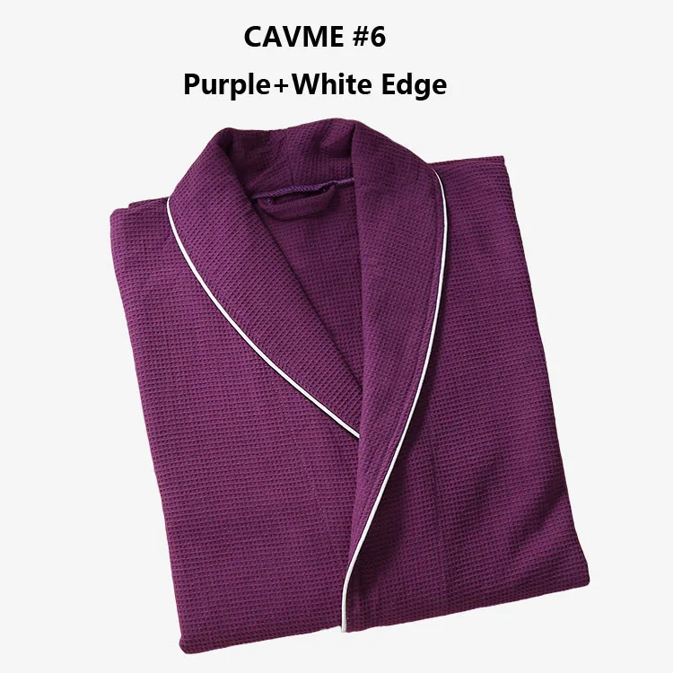 CAVME 6 Purple CAVME хлопок вафельное кимоно халат для влюбленных отель тонкий купальный халат хлопок длинный халат Femme Homme женская ночная рубашка логотип на заказ - Цвет: CAVME 6 Purple