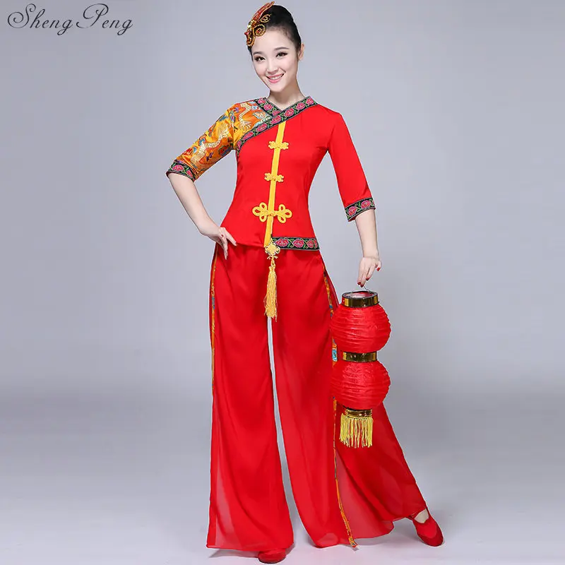 

Chinese folk dance Ancient Chinese Suits chinese dance costumes Drum Yangko Dance Costumes Q369